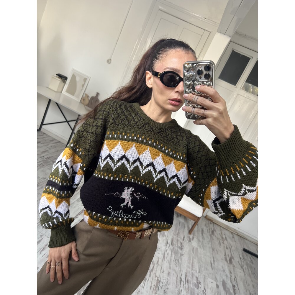 Himalaya İşlemeli Unisex Kazak
