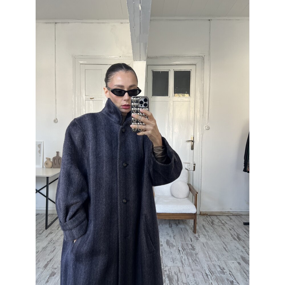 Um modell Germany %80 Lama Tüyü %20 Mohair Yün Koleksiyonluk Kaşe Kaban