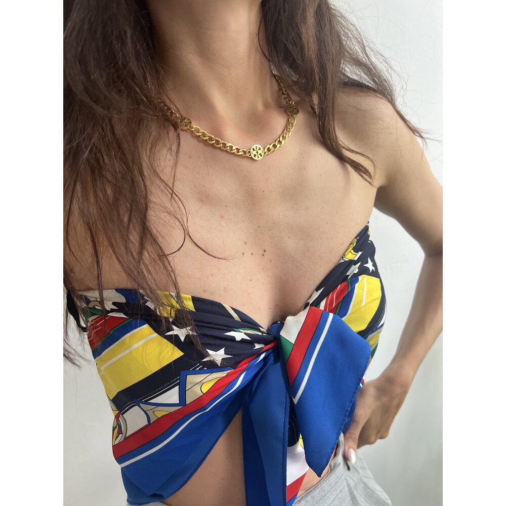 Tory Burch Logolu Çelik Premium Kolye