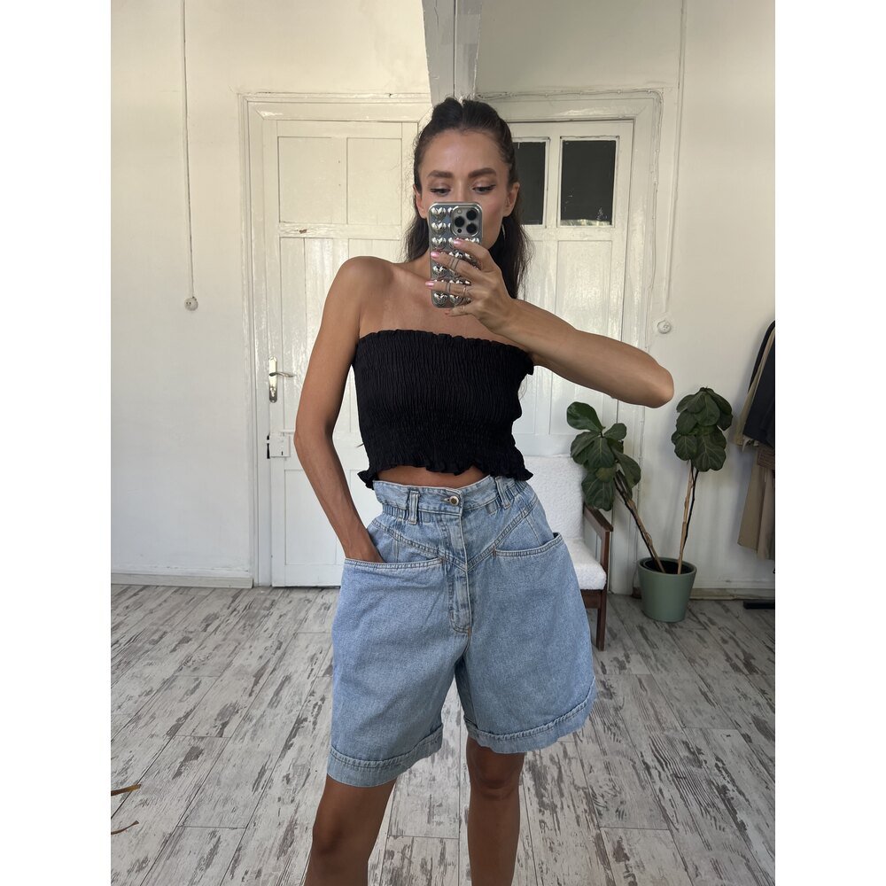 Mac Mare İtalyan Midi Bel Korsajlı Denim Şort
