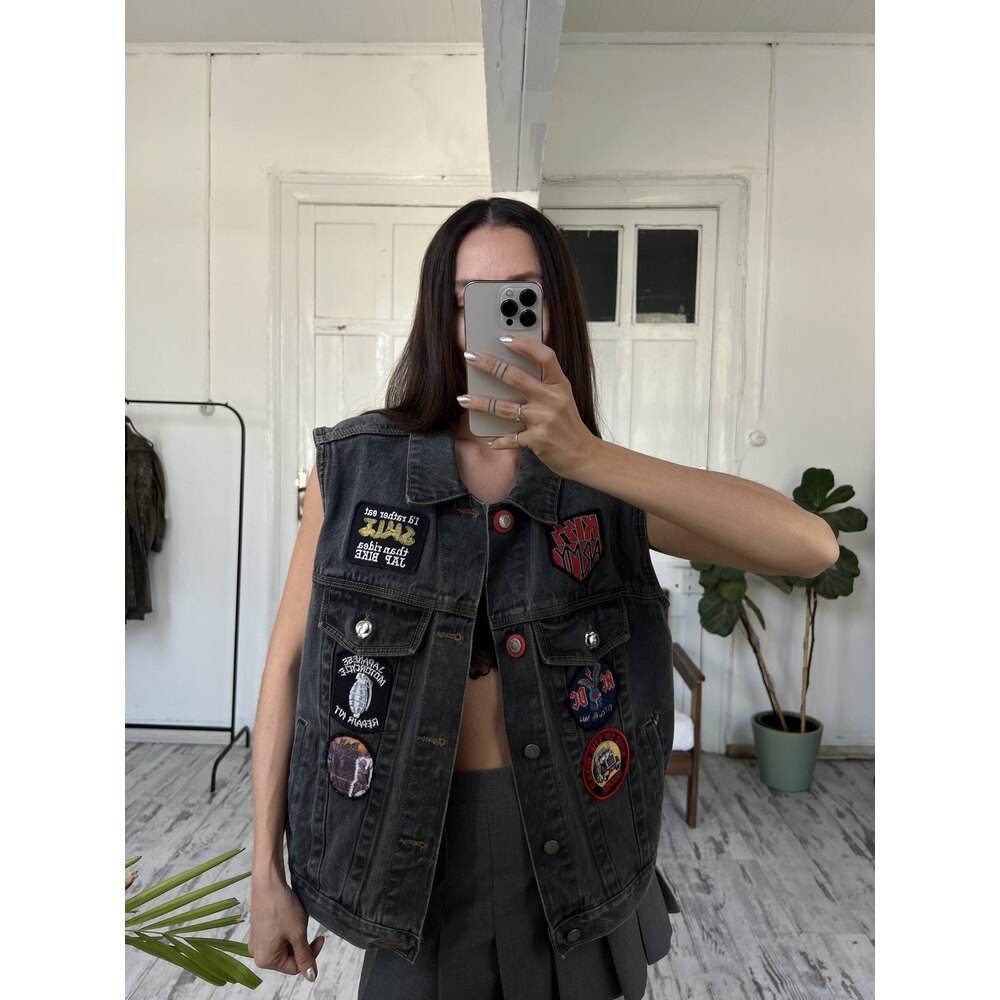 Anyway Koleksiyonluk Patch Detaylı Denim Yelek