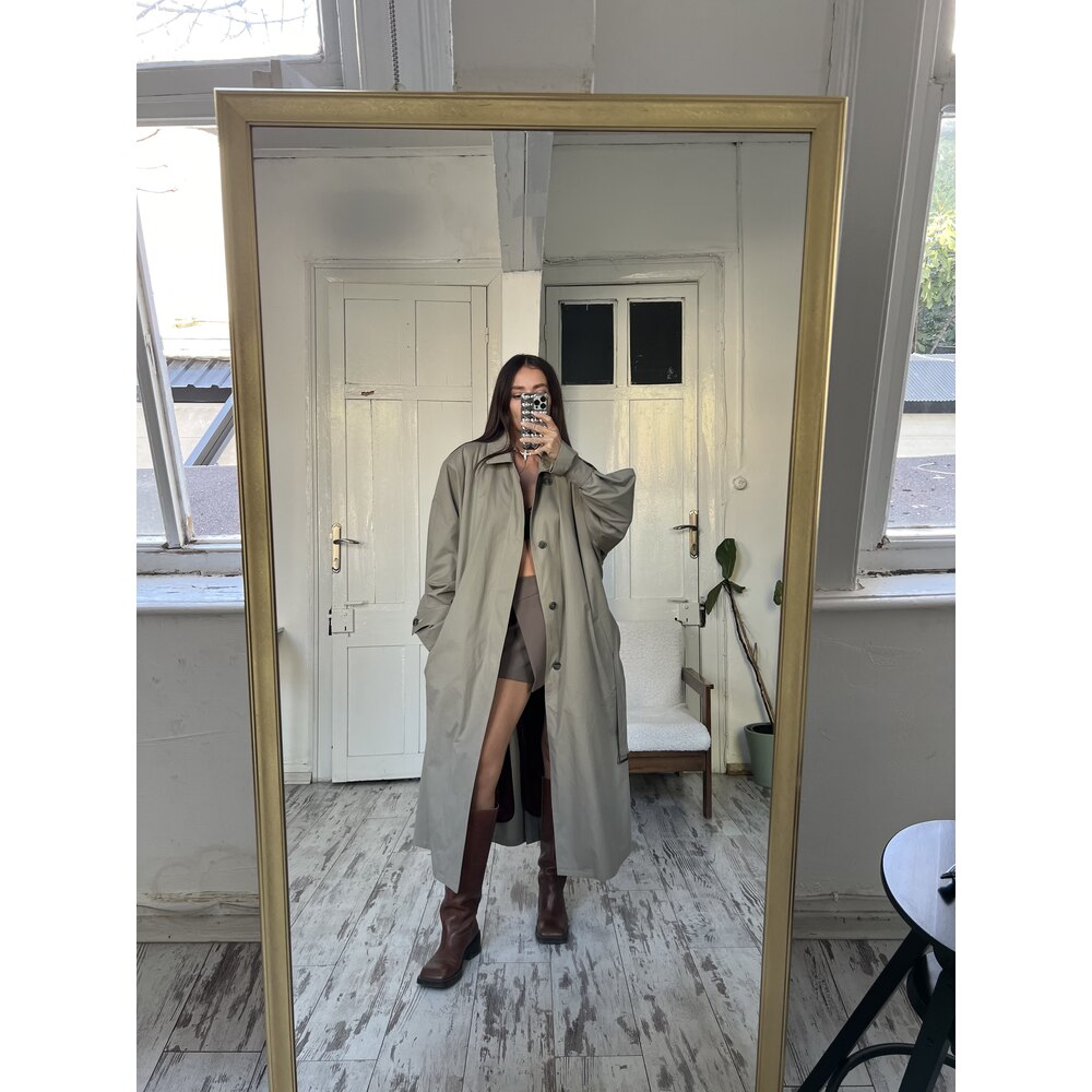 Herdas İçi Fermuarlı Çıkarılabilir Yün Astar Detaylı Maxi Boy Trenchcoat Kaban
