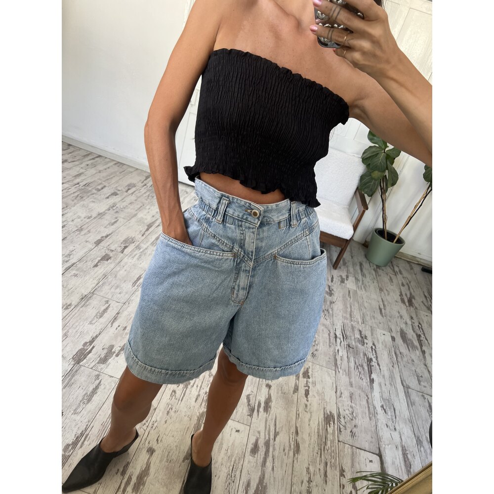 Mac Mare İtalyan Midi Bel Korsajlı Denim Şort