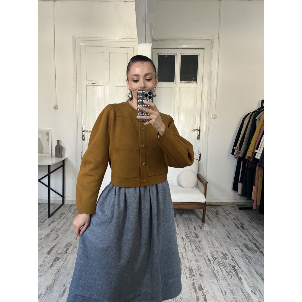 Laurel Germany %100 Yün Woolmark Sertifikalı Astarlı Midi Etek