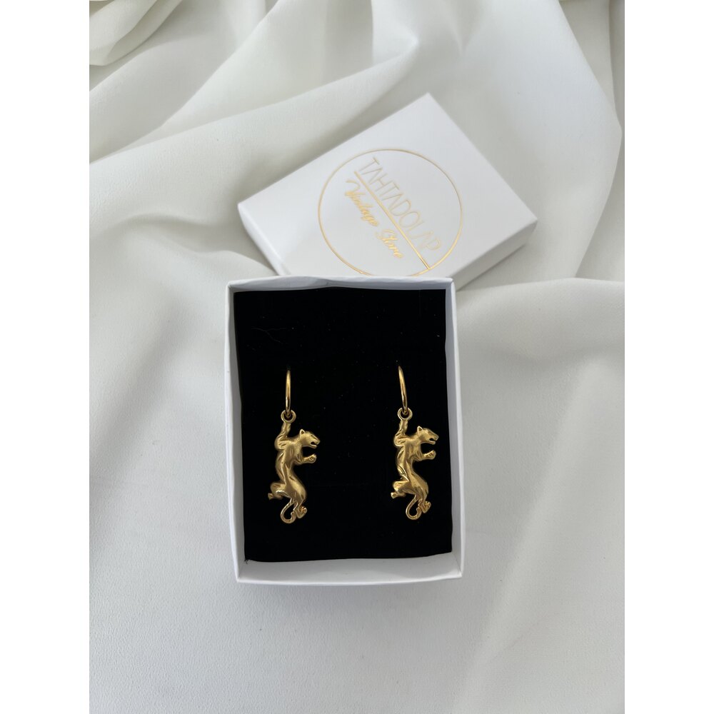 Rising Jaguar 18k Gold Pl Pirinç Döküm Kolye (Çelik Zinciri ile)
