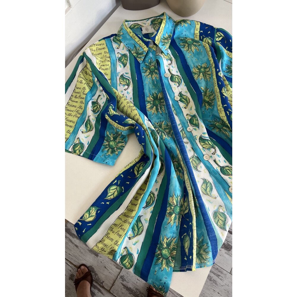 Ay Çiçeği Detalı Alman %100  Viscose Kimono Gömlek