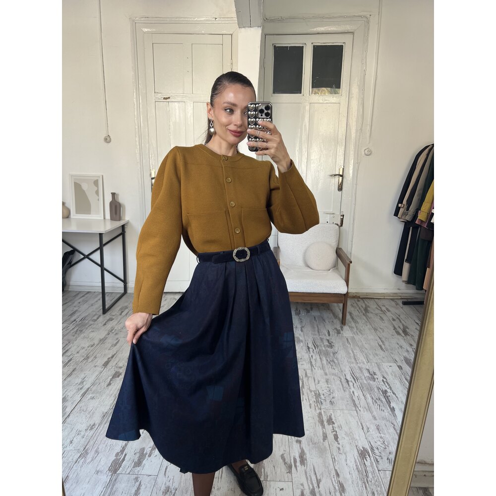 Yessica Germany %70 Yün Dokuma Astarlı Midi Etek