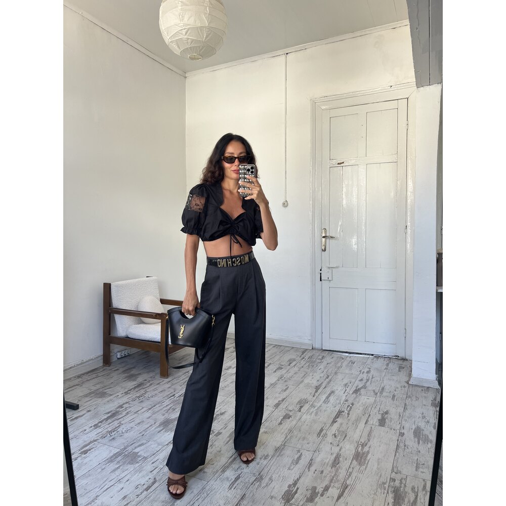 Janina Crop Orjinal Avusturya Bavyera Güpürlü Bluz