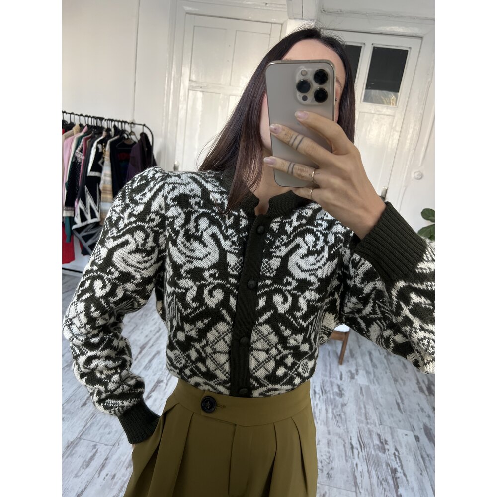 Kuş Figürlü %85 Yün Premium Orjinal Bavyera Hırka