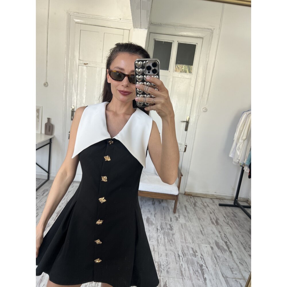 Maxi Yaka Fransız Petit Premium Elbise