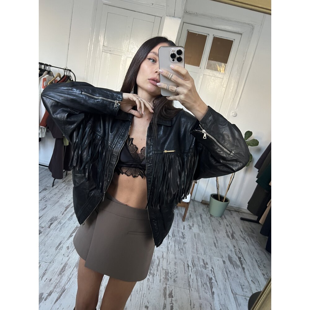 Gianni Versace Original Fringe Koleksiyonluk Deri Ceket 
