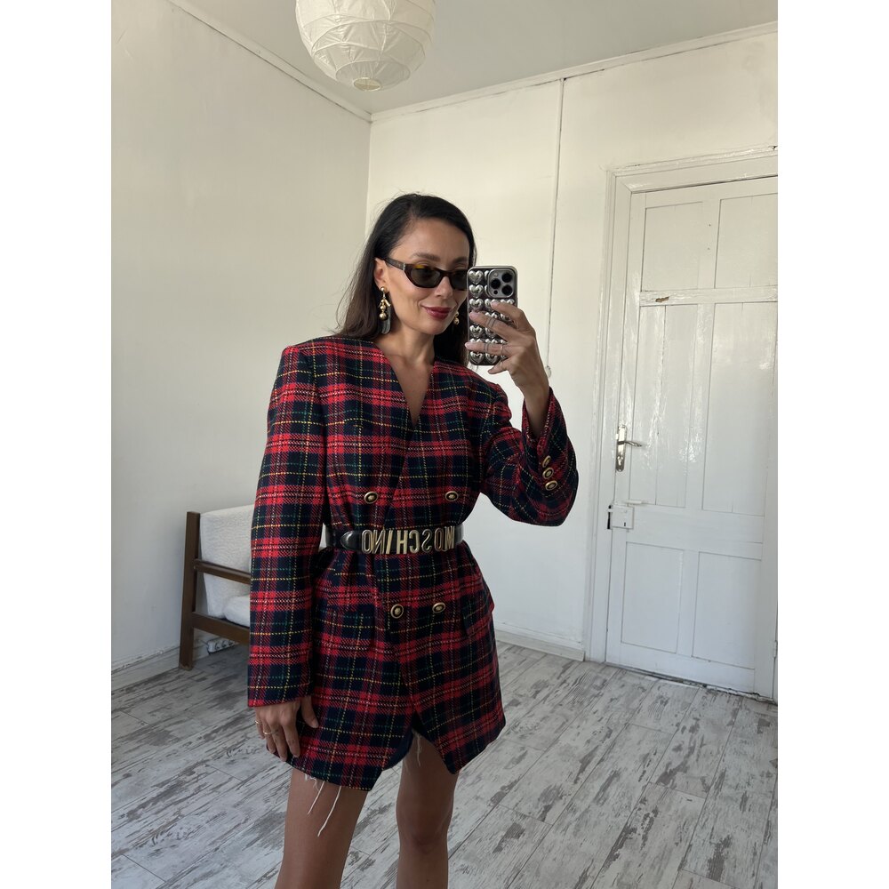 Basler İskoç Tartan Kolej Tipi %73 Yün Dokuma Exclusive Blazer