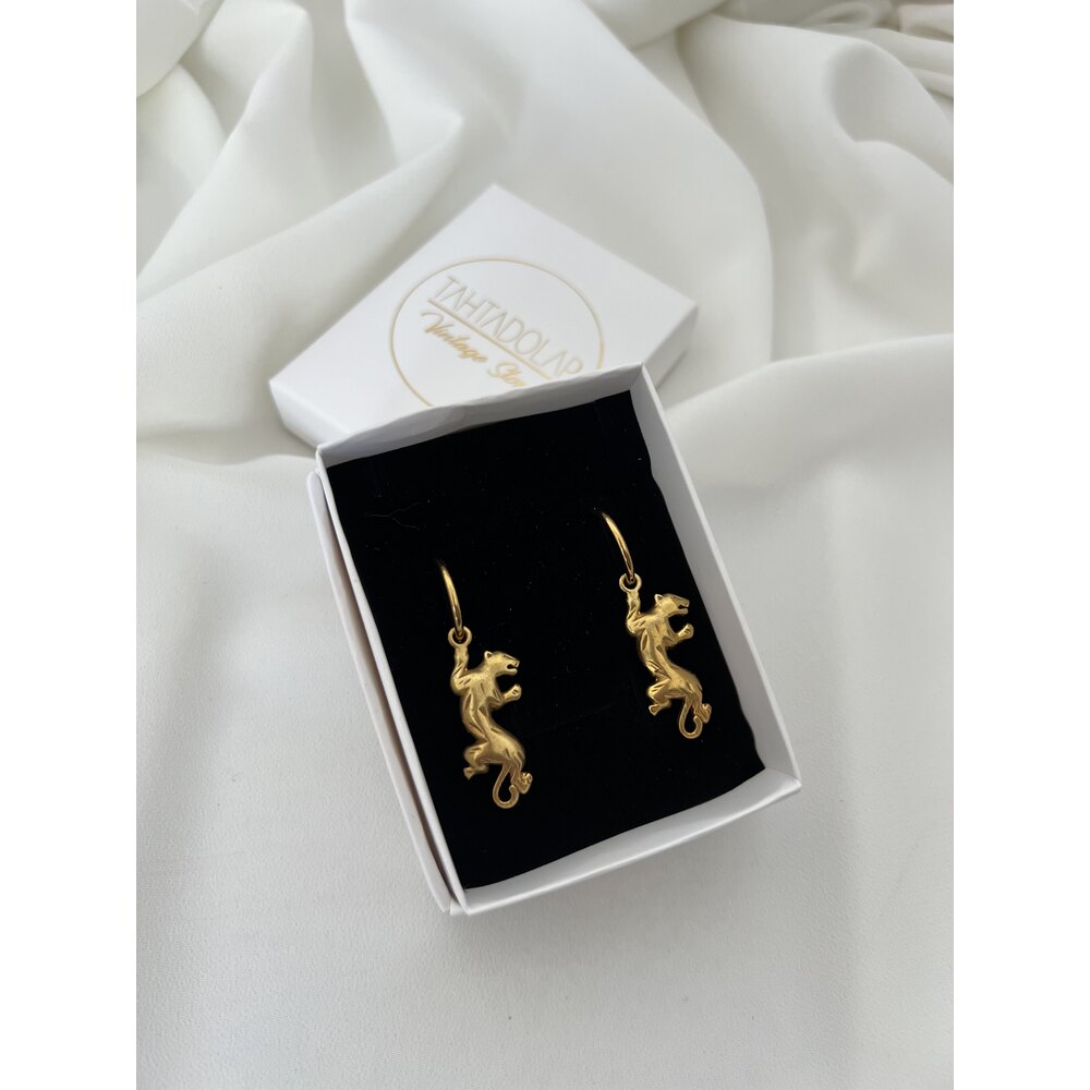 Rising Jaguar 18k Gold Pl Pirinç Döküm Kolye (Çelik Zinciri ile)