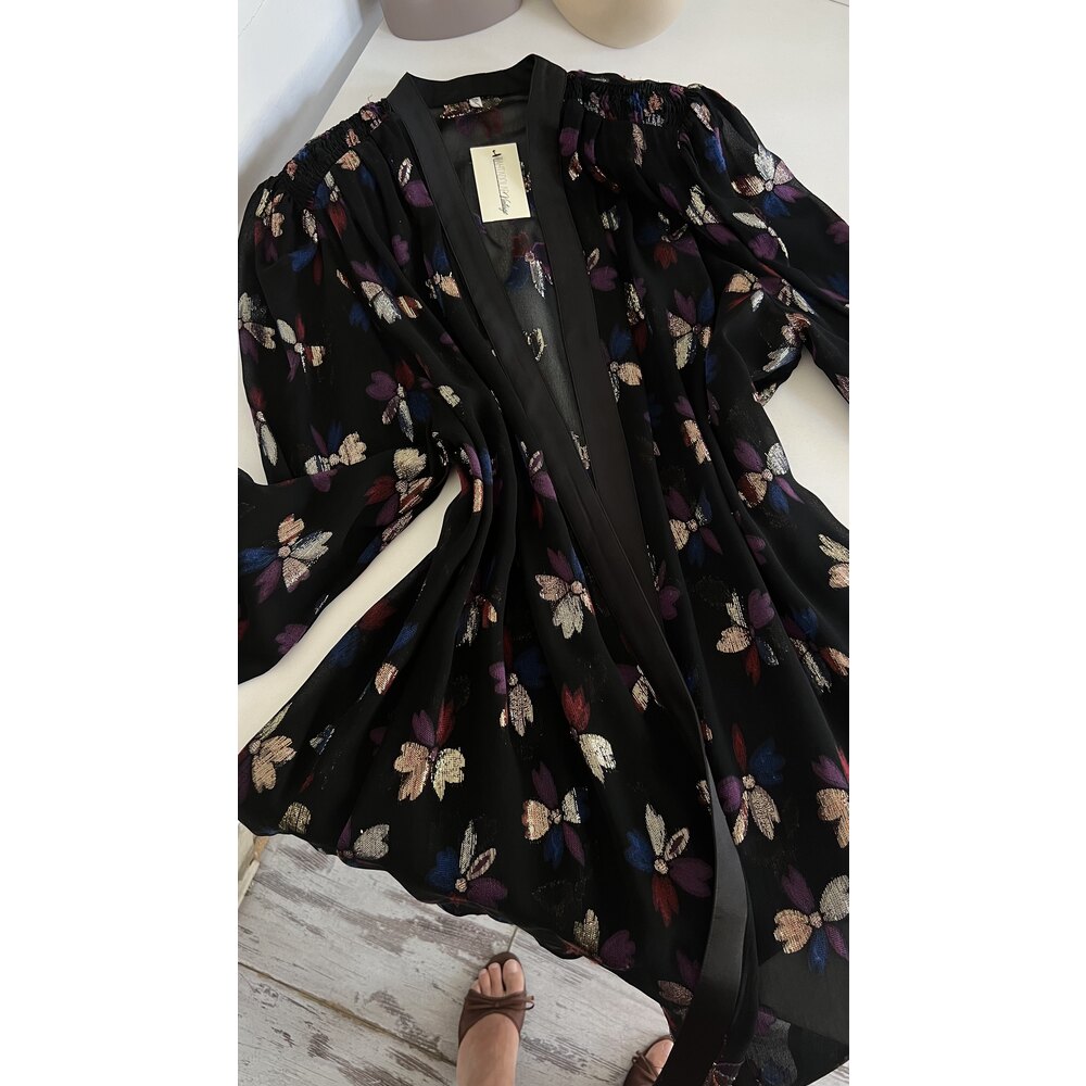 Metalik Lurex İşleme Alman Üretim Maxi Kimono 