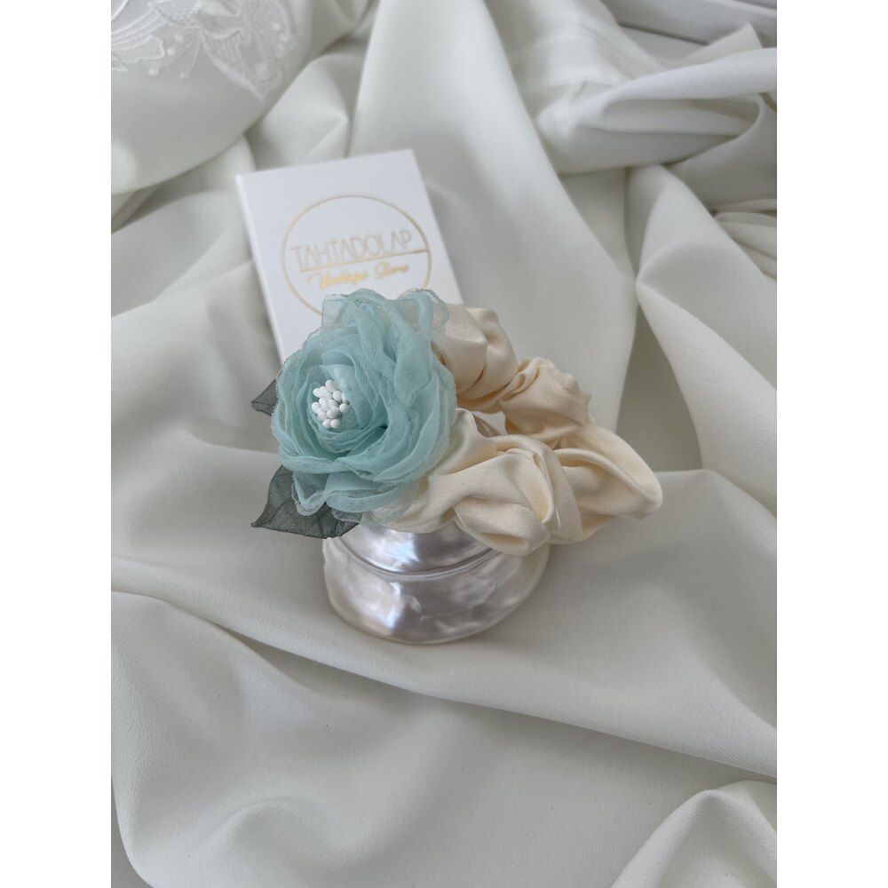 Hand Made Satin Touch Green Floral Toka