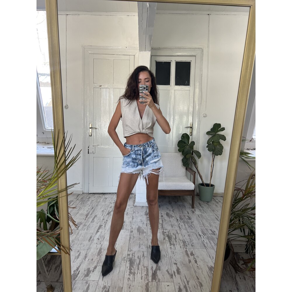 Bleched and Ripped Markalı Denim Şort (Sıfır Ürün)