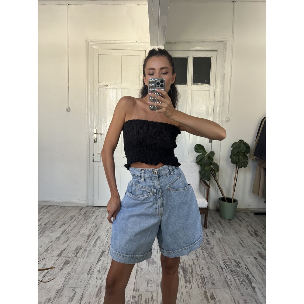 Mac Mare İtalyan Midi Bel Korsajlı Denim Şort