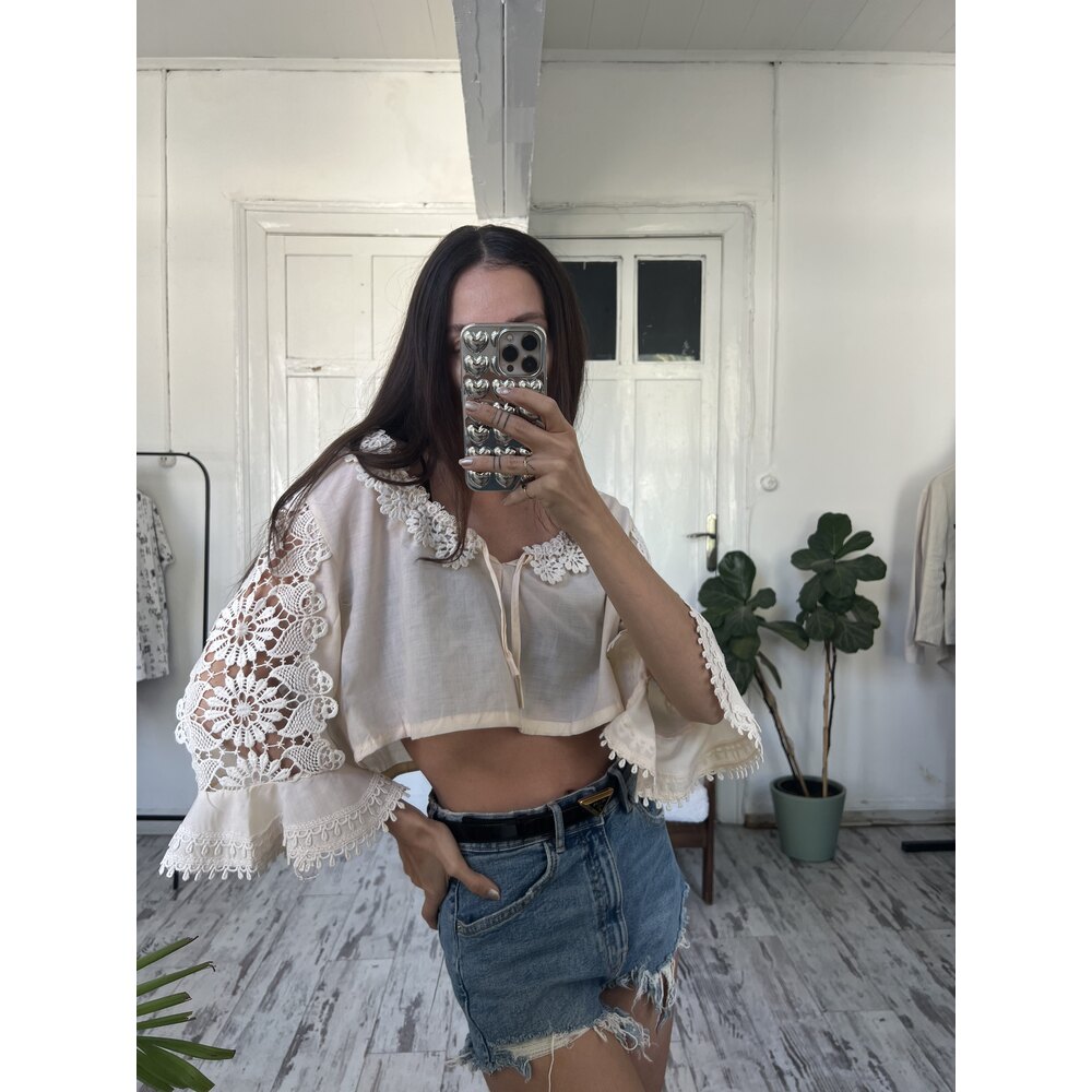 Diolen Cotton Blend Alman Üretim Crop Bavyera Bluz