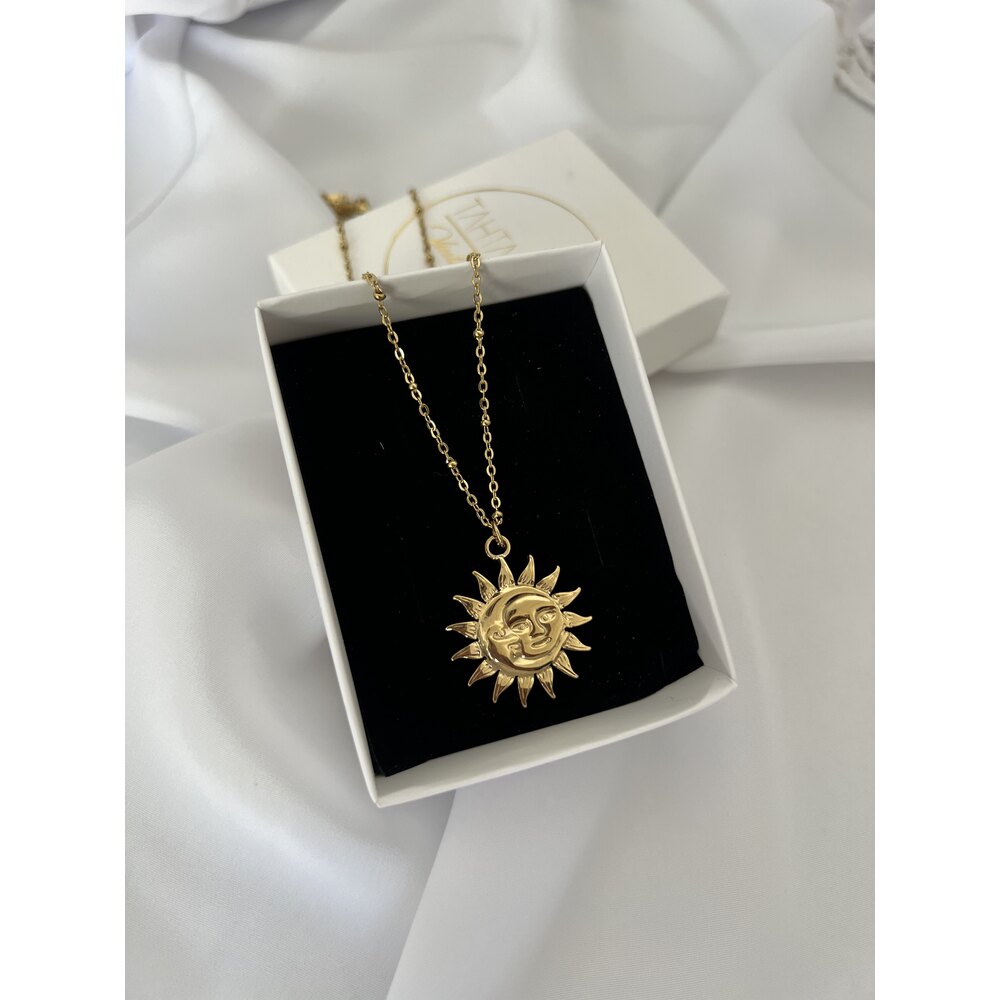 Sun&Moon Özel Üretim Çelik Üzeri 18k Nikelajlı Altın Kaplama Kolye