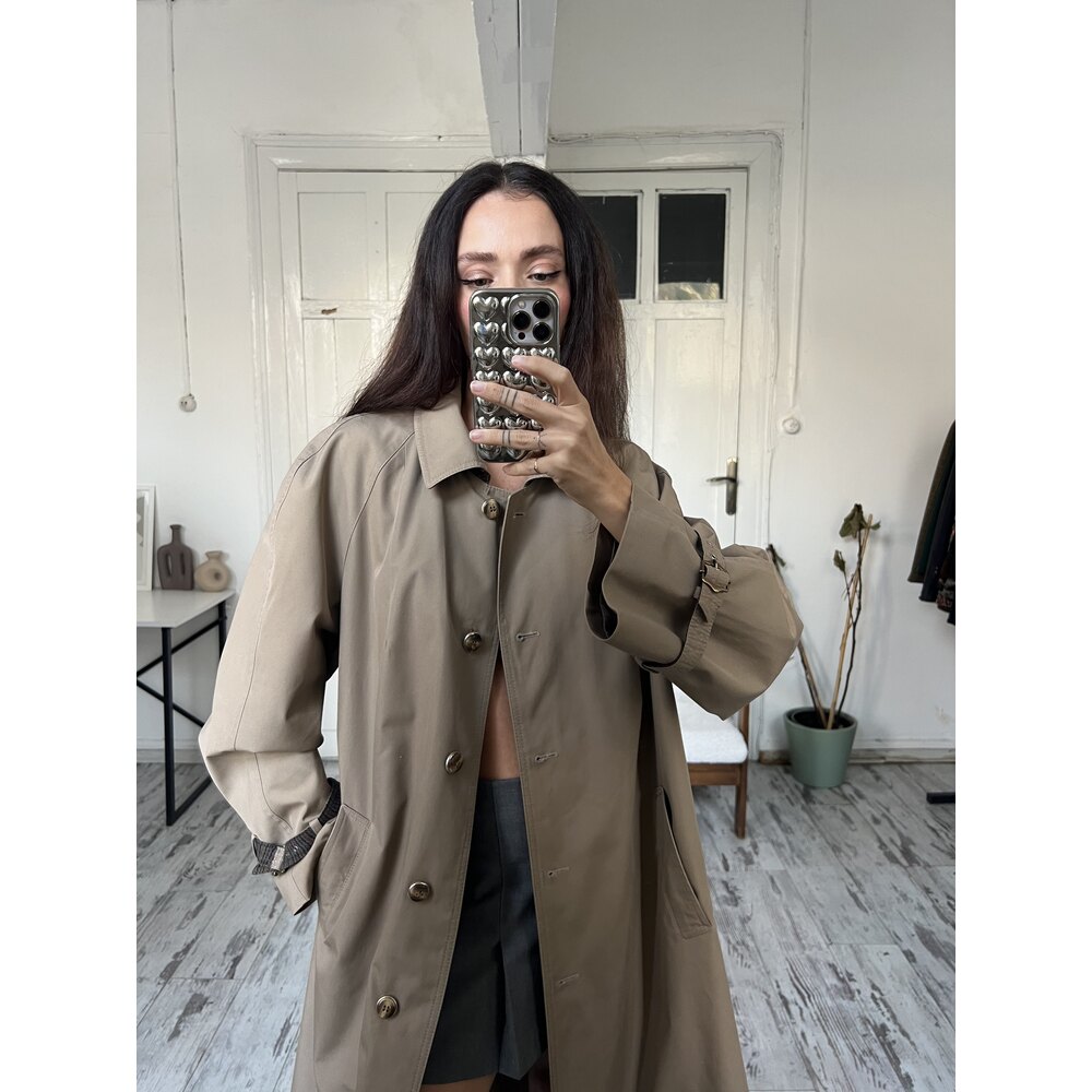 Del mod International Özel Nino Kumaş (Rüzgarlık Yağmurluk) Yaka Detaylı Trenchcoat 