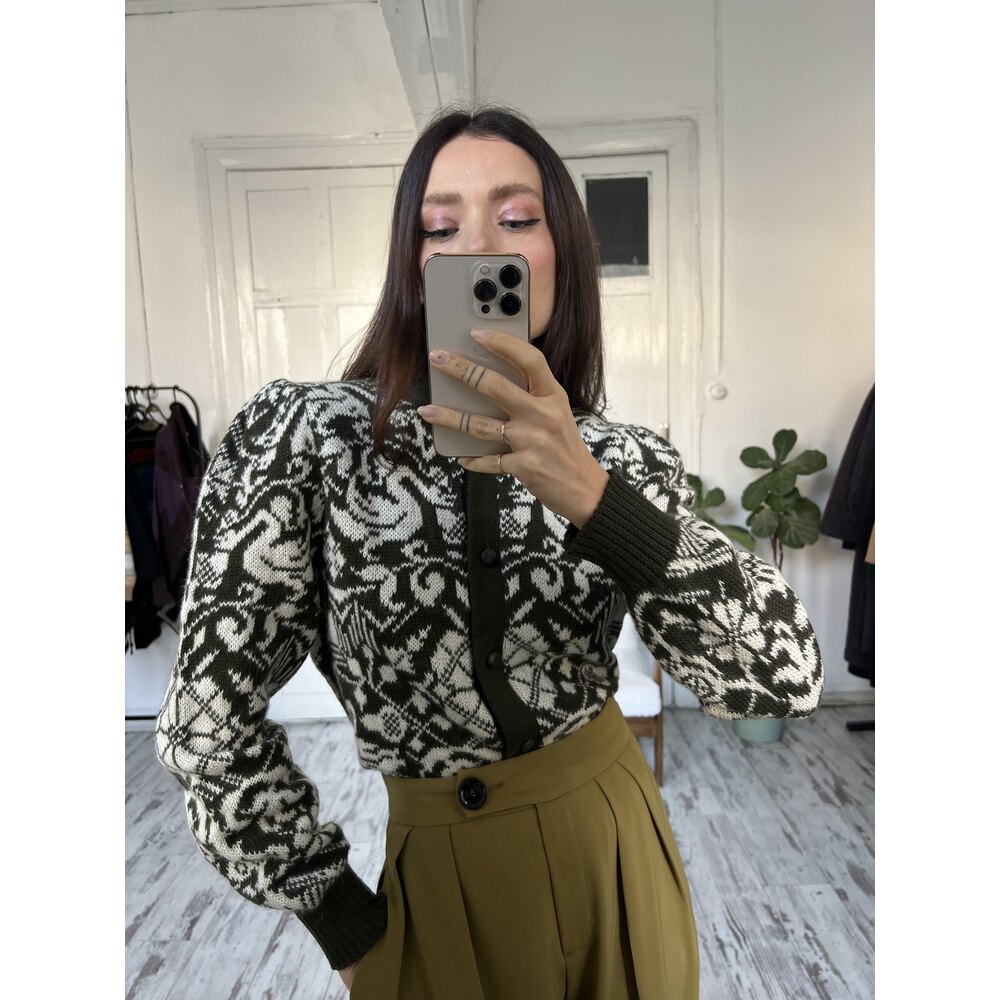 Kuş Figürlü %85 Yün Premium Orjinal Bavyera Hırka