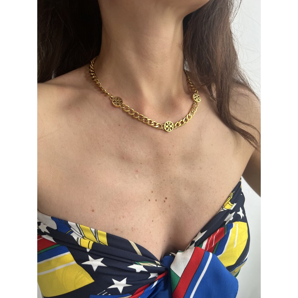 Tory Burch Logolu Çelik Premium Kolye