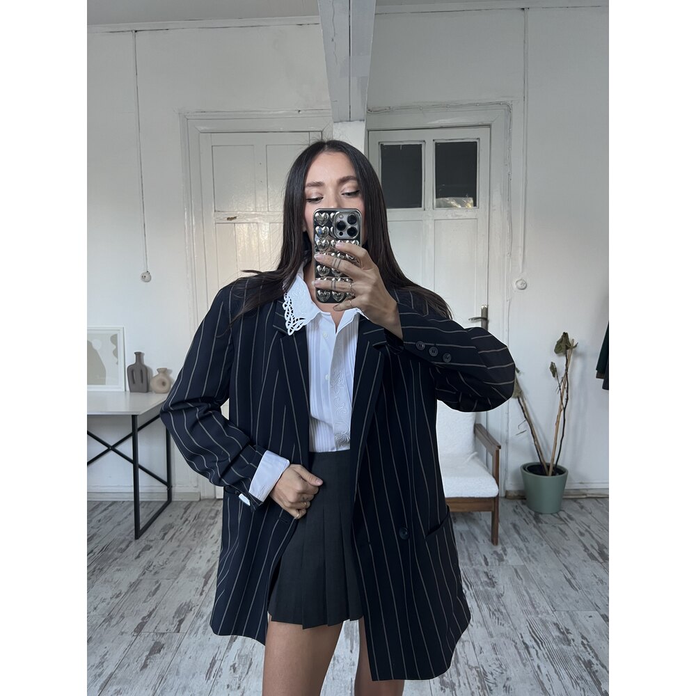 Joseph Janard Tasarımcı İmzalı %45 Yün Stripe Blazer 