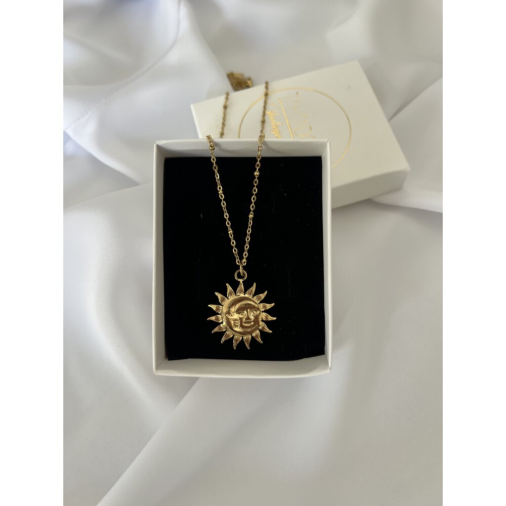 Sun&Moon Özel Üretim Çelik Üzeri 18k Nikelajlı Altın Kaplama Kolye
