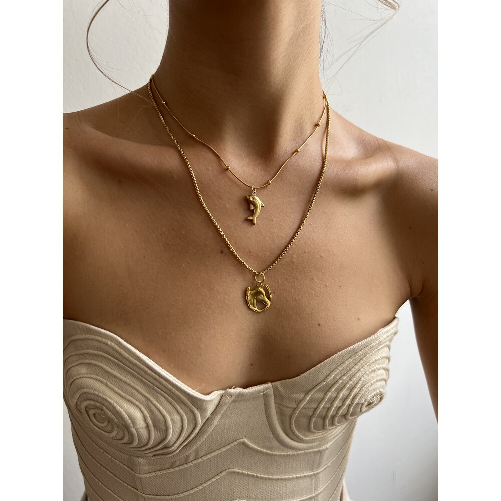 Luck Charm Horse Pirinç Üzeri 18k Gold Pl Premium Kolye