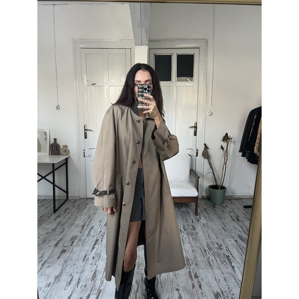 Del mod International Özel Nino Kumaş (Rüzgarlık Yağmurluk) Yaka Detaylı Trenchcoat 