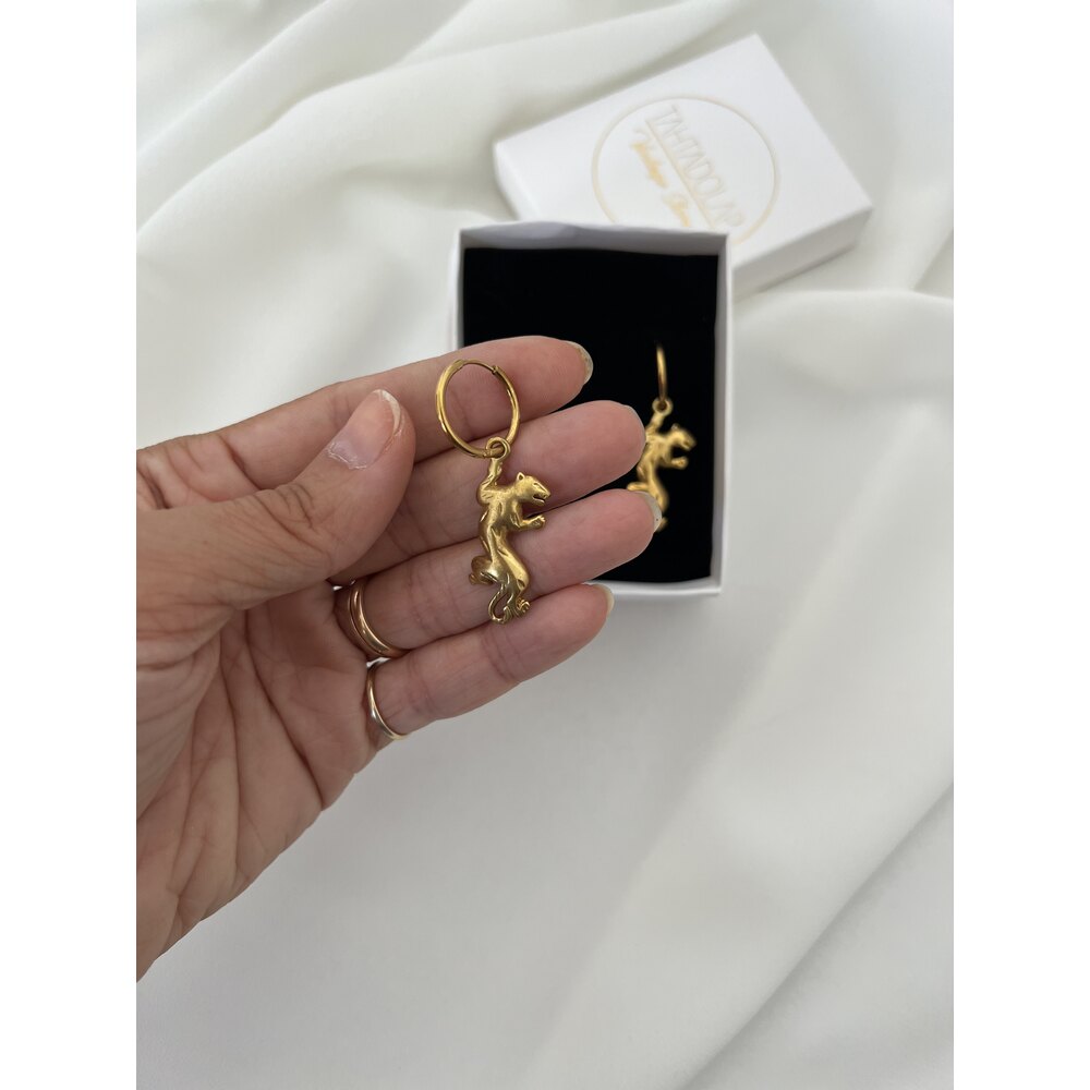 Rising Jaguar 18k Gold Pl Pirinç Döküm Kolye (Çelik Zinciri ile)