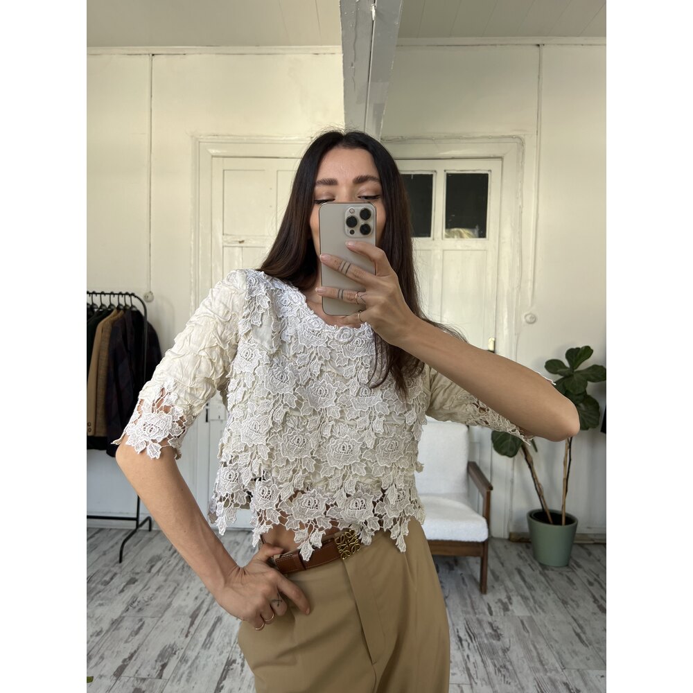 Made in Italy Fransız Güpür %100 Viscose Nadir Parça Bluse
