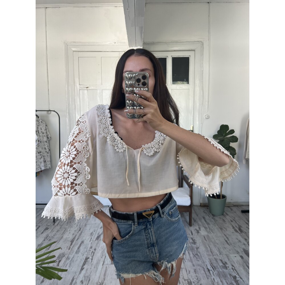Diolen Cotton Blend Alman Üretim Crop Bavyera Bluz