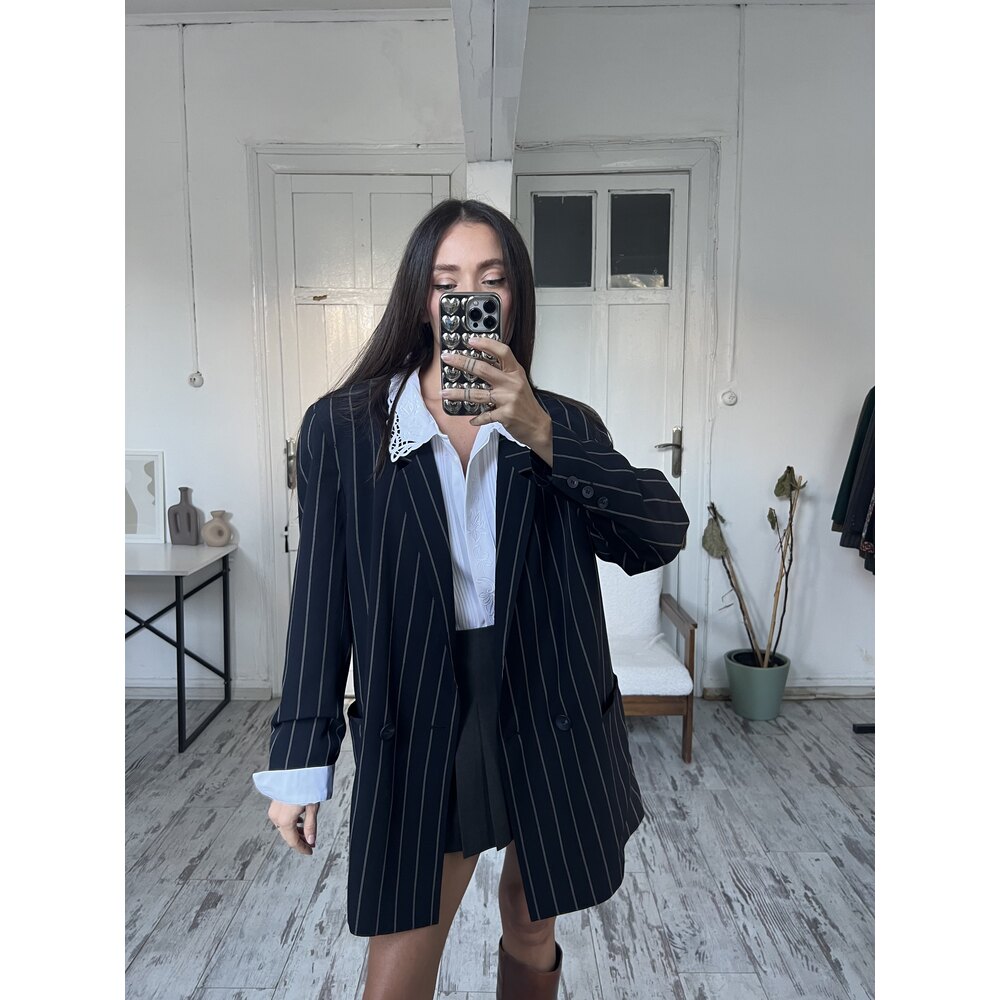 Joseph Janard Tasarımcı İmzalı %45 Yün Stripe Blazer 