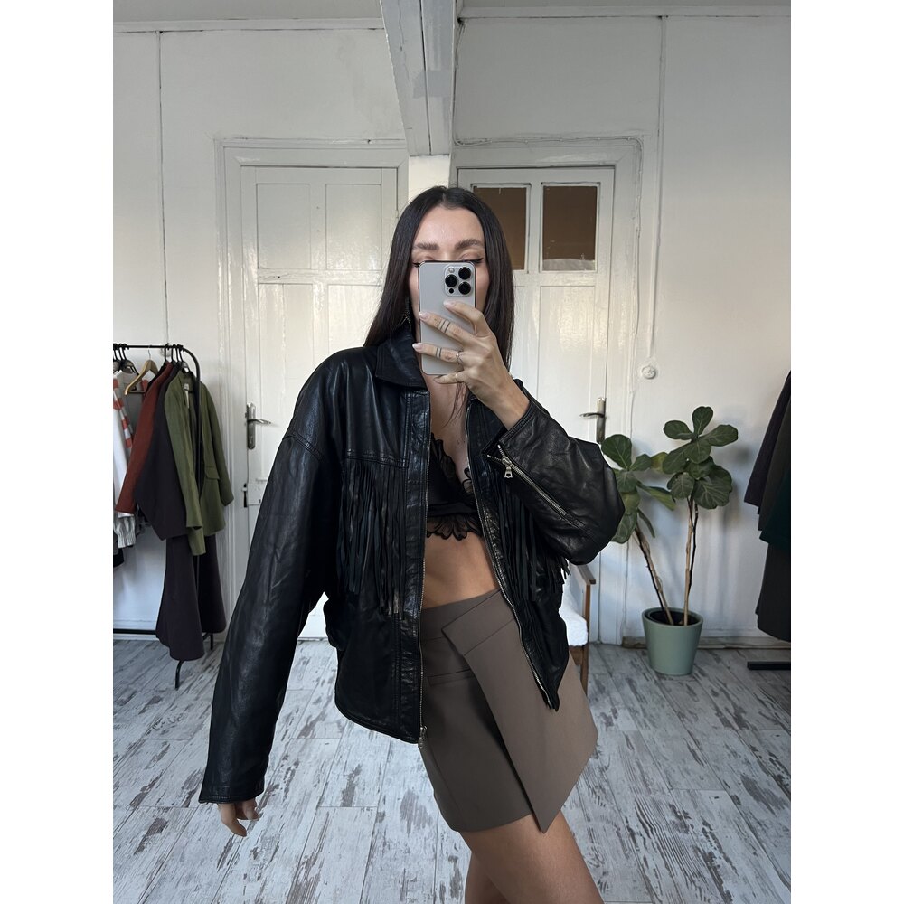 Gianni Versace Original Fringe Koleksiyonluk Deri Ceket 