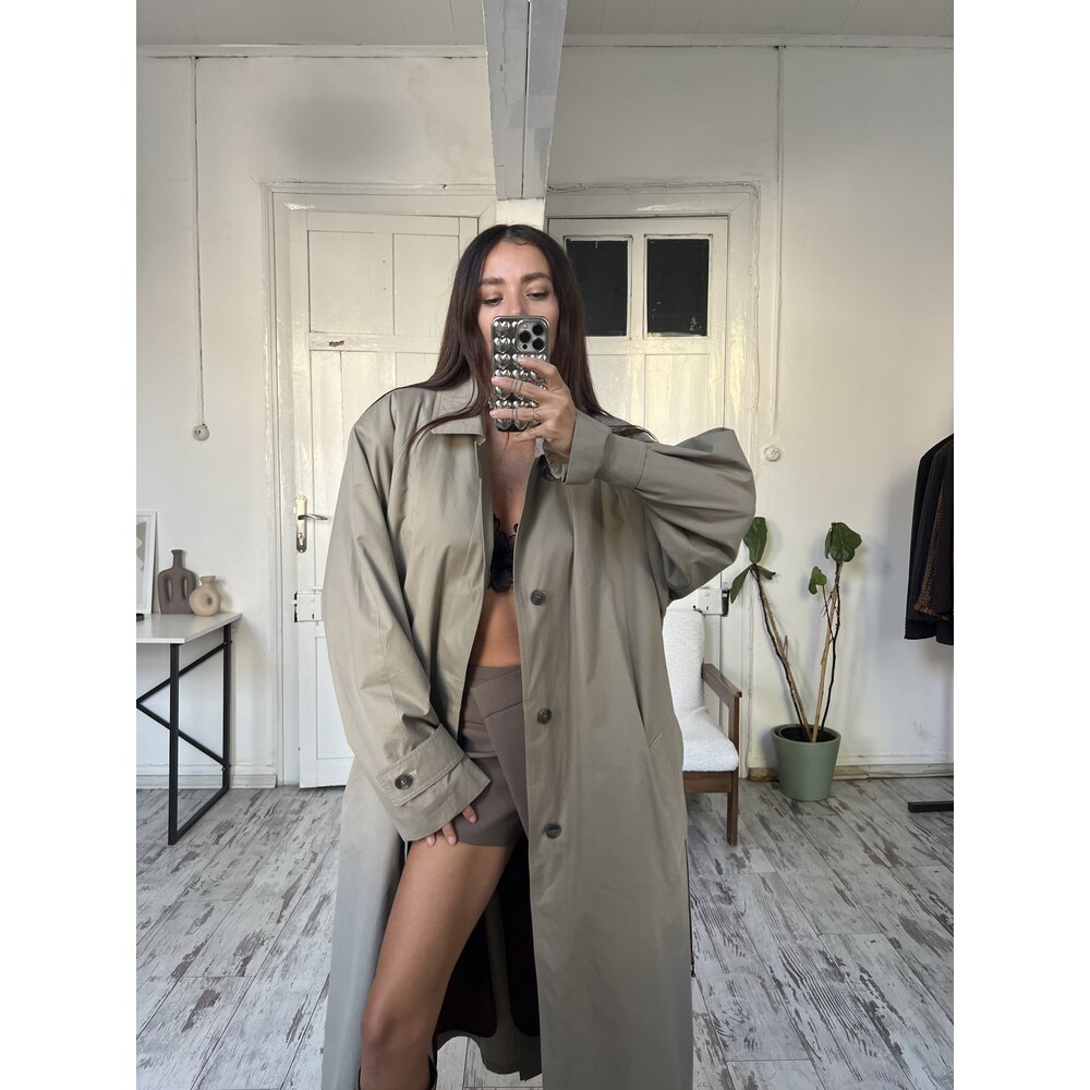 Herdas İçi Fermuarlı Çıkarılabilir Yün Astar Detaylı Maxi Boy Trenchcoat Kaban