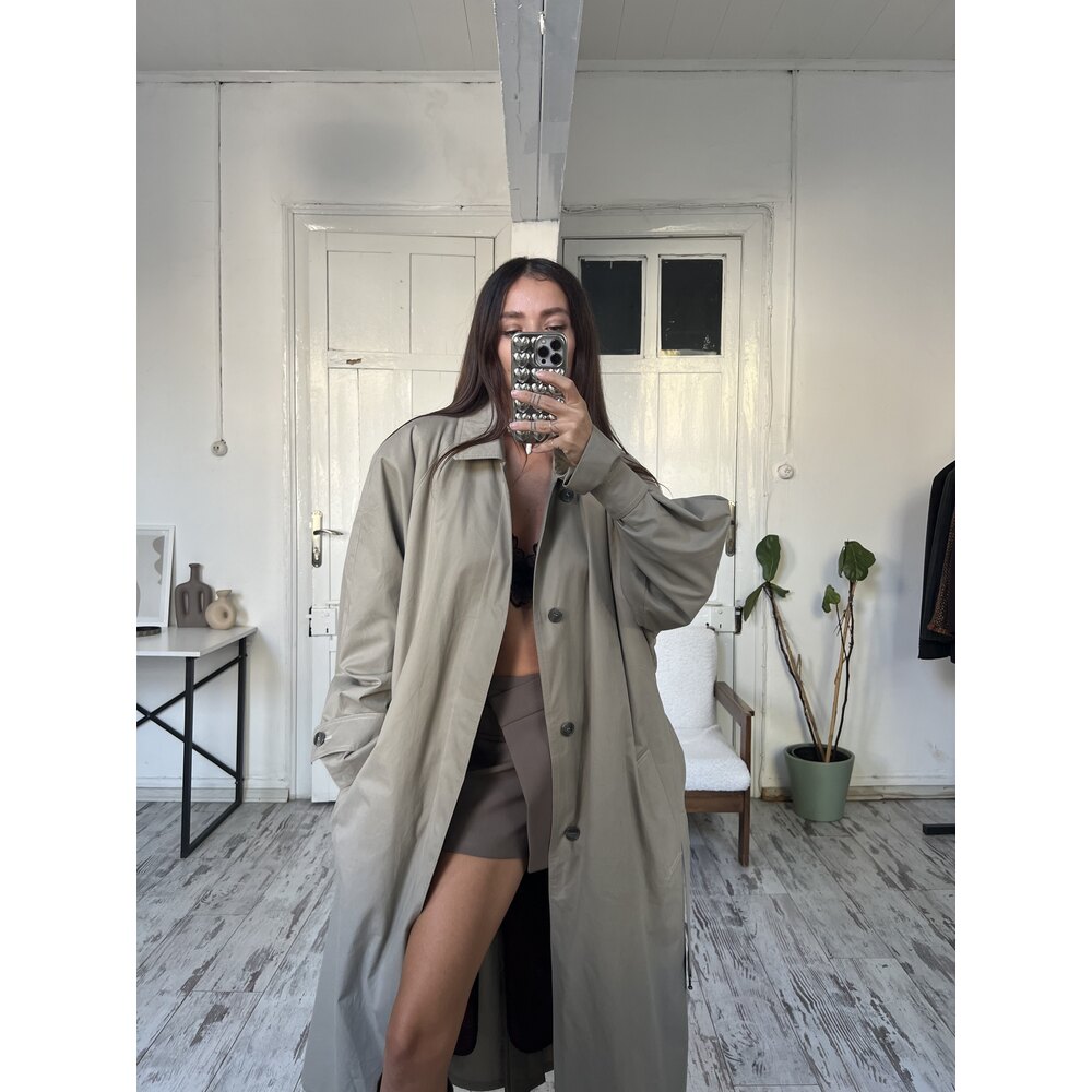 Herdas İçi Fermuarlı Çıkarılabilir Yün Astar Detaylı Maxi Boy Trenchcoat Kaban