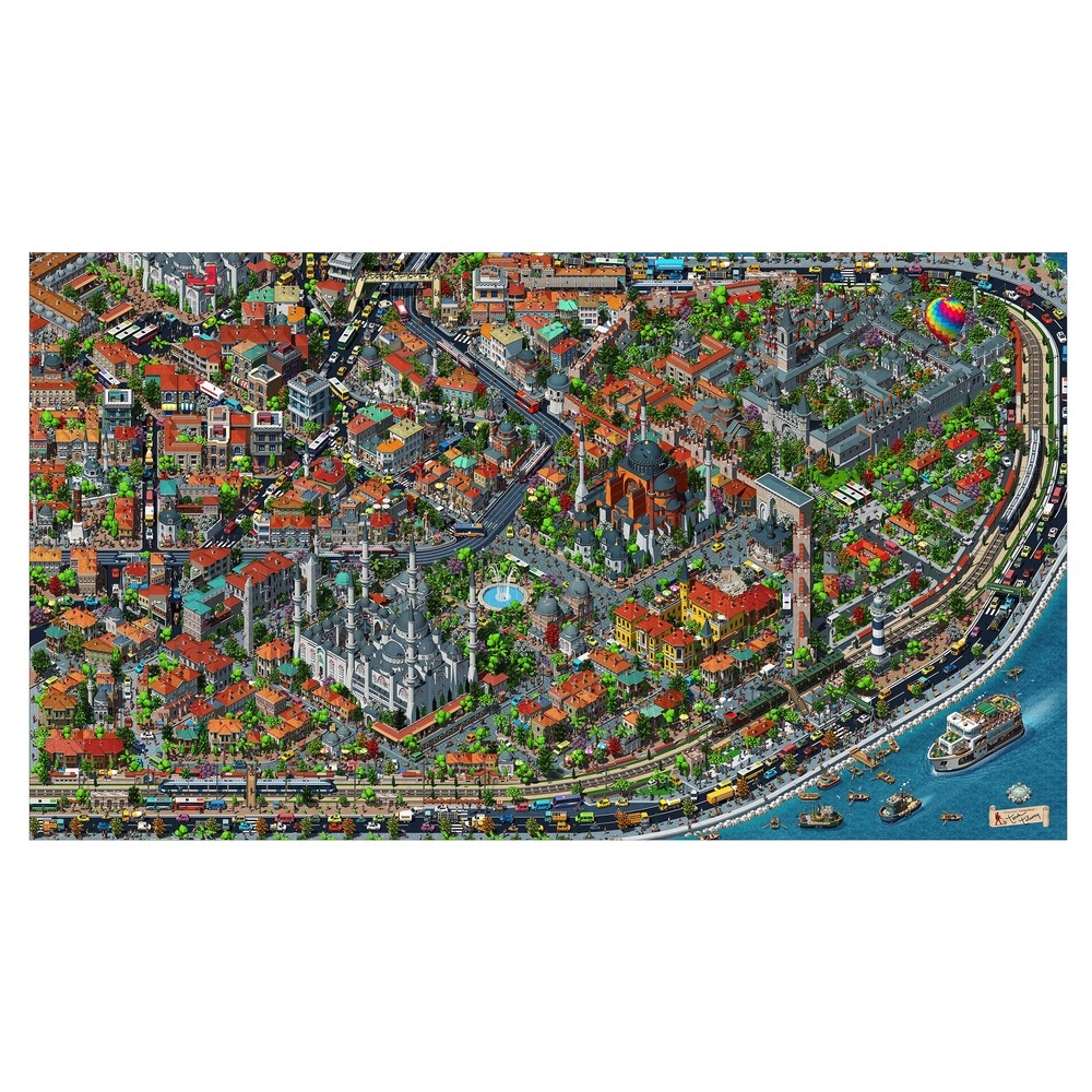 Fractal İstanbul - Tarihi Yarımada - FineArt Sınırlı Basım. İmzalı. 150 X 250 cm