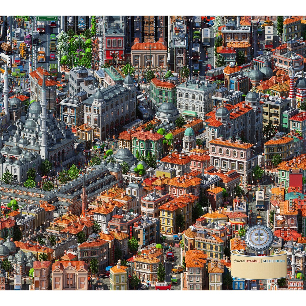 Fractal İstanbul - GOLDENHORN - FineArt İmzalı 90 X 250 cm