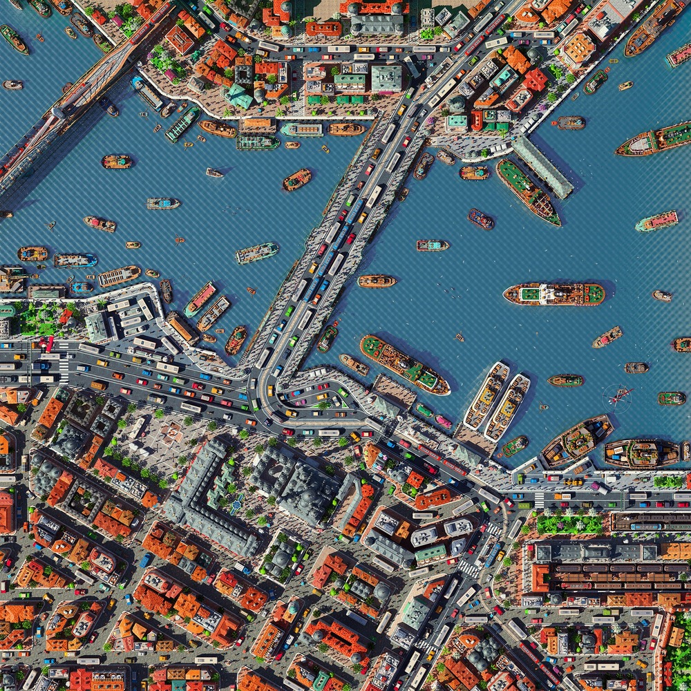 Fractal İstanbul - Pandemi - KUŞBAKIŞI FineArt İmzalı 70 X 70 cm