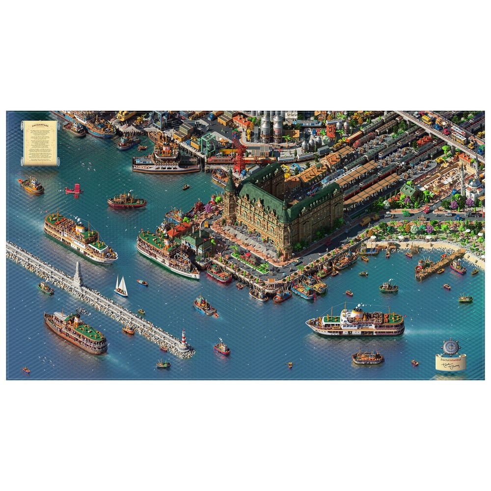 Fractal İstanbul - HAYDARPAŞA PANORAMA - FineArt Sınırlı Basım. İmzalı. 67 X 111 cm