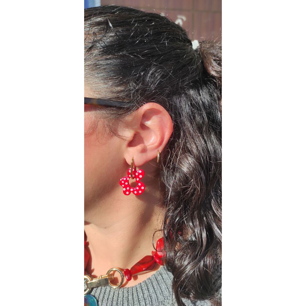 Mix & Match büyük çiçek charm küpe 