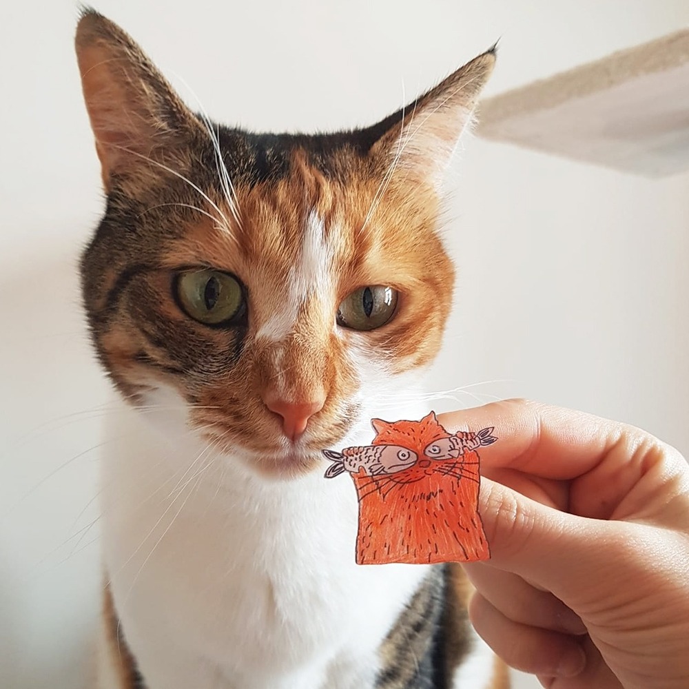 Balıklı Kedi Broş