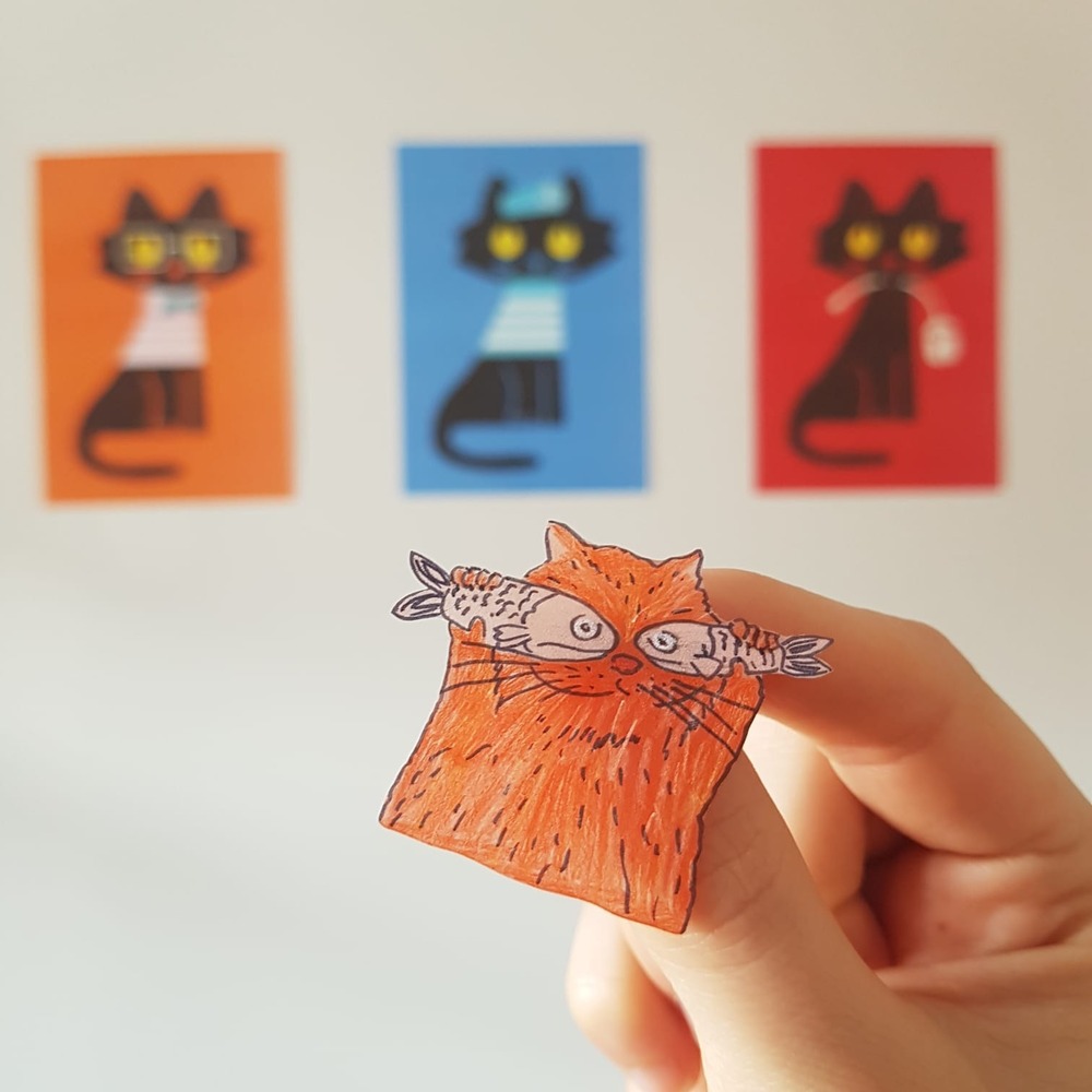 Balıklı Kedi Broş