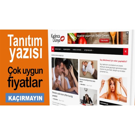 Kadınca Dünya sitemizde tanıtım yazılarınızı yayınlıyoruz 