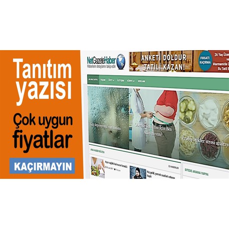 Net Gazete Haber sitemizde tanıtım yazınızı yayınlıyoruz