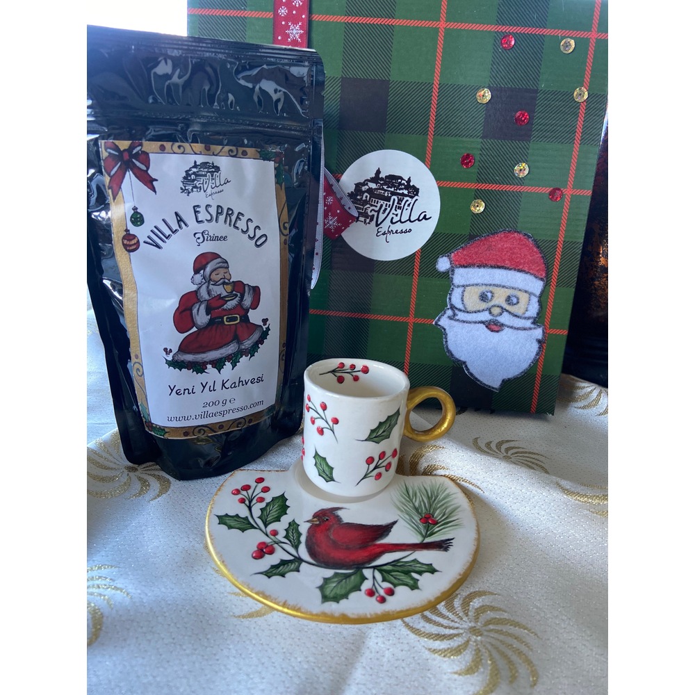 Villa Espresso Kuşlu Fincan ve 1 adet Yeni Yıl Kahvesi