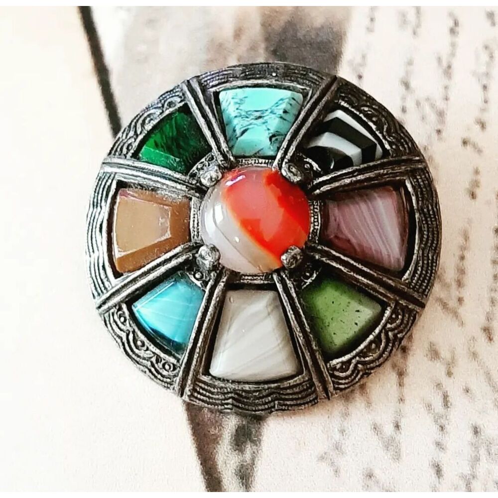 Miracle Damgalı Scottish Agate Celtic Broş