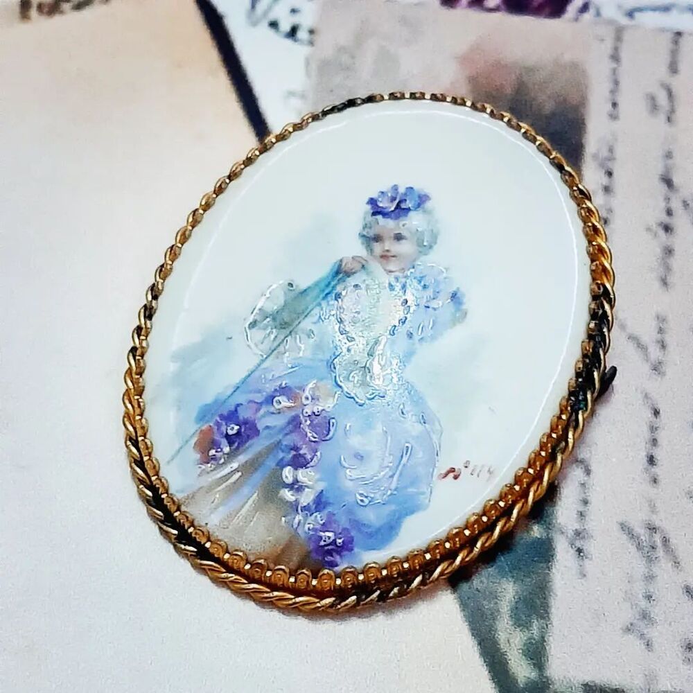 Limoges Porselen Broş