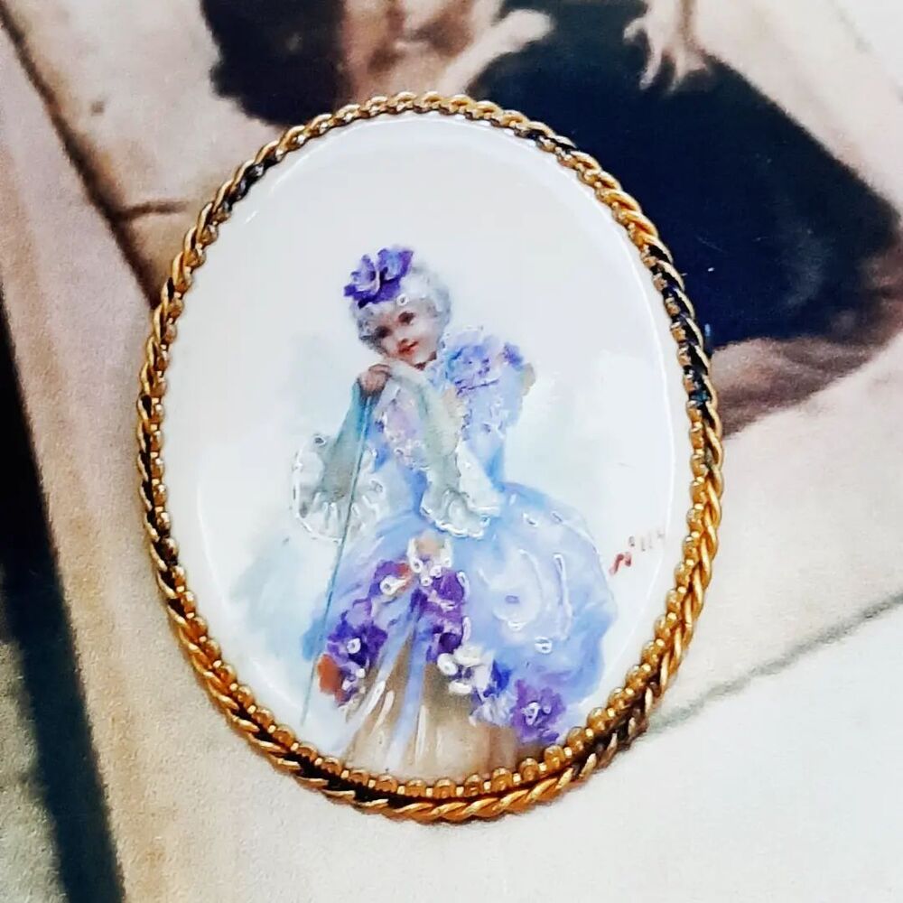 Limoges Porselen Broş